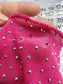 HOT PINK LONG SLEEVE MESH TOP WITH RHINESTONES