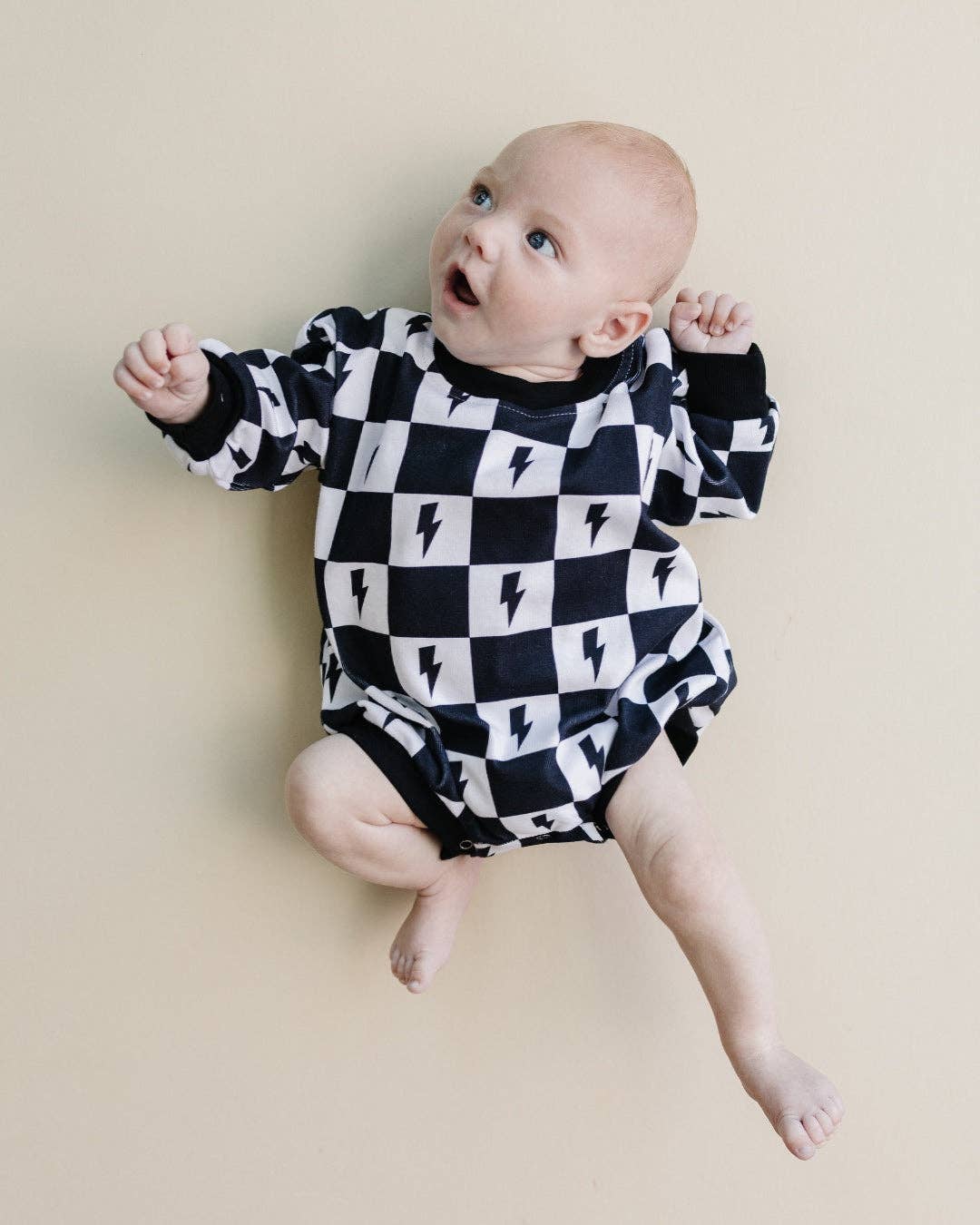 Bubble Romper | Charcoal Bolts: 0-3M