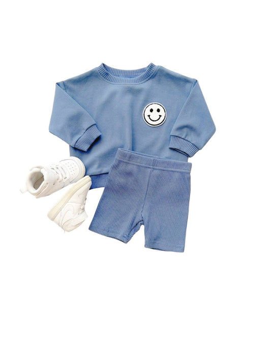 Baby & Kids Biker Shorts Set | Blue: 12-18M