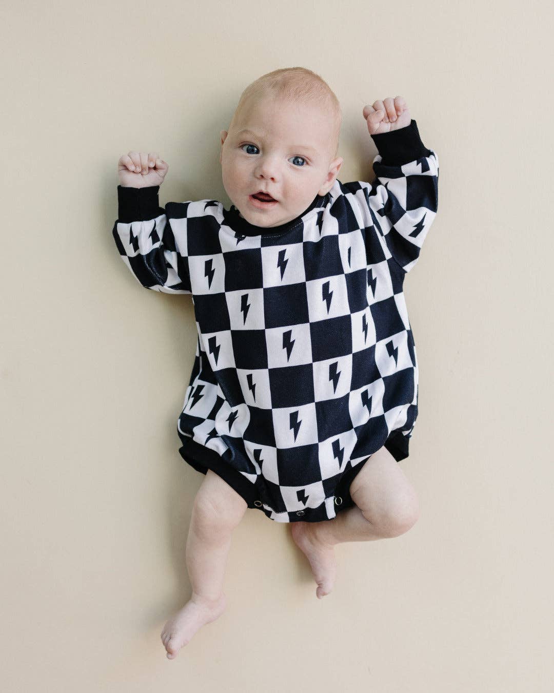 Bubble Romper | Charcoal Bolts: 0-3M