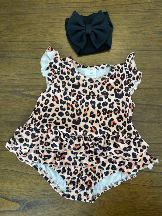 Lenny Leopard ruffle Romper