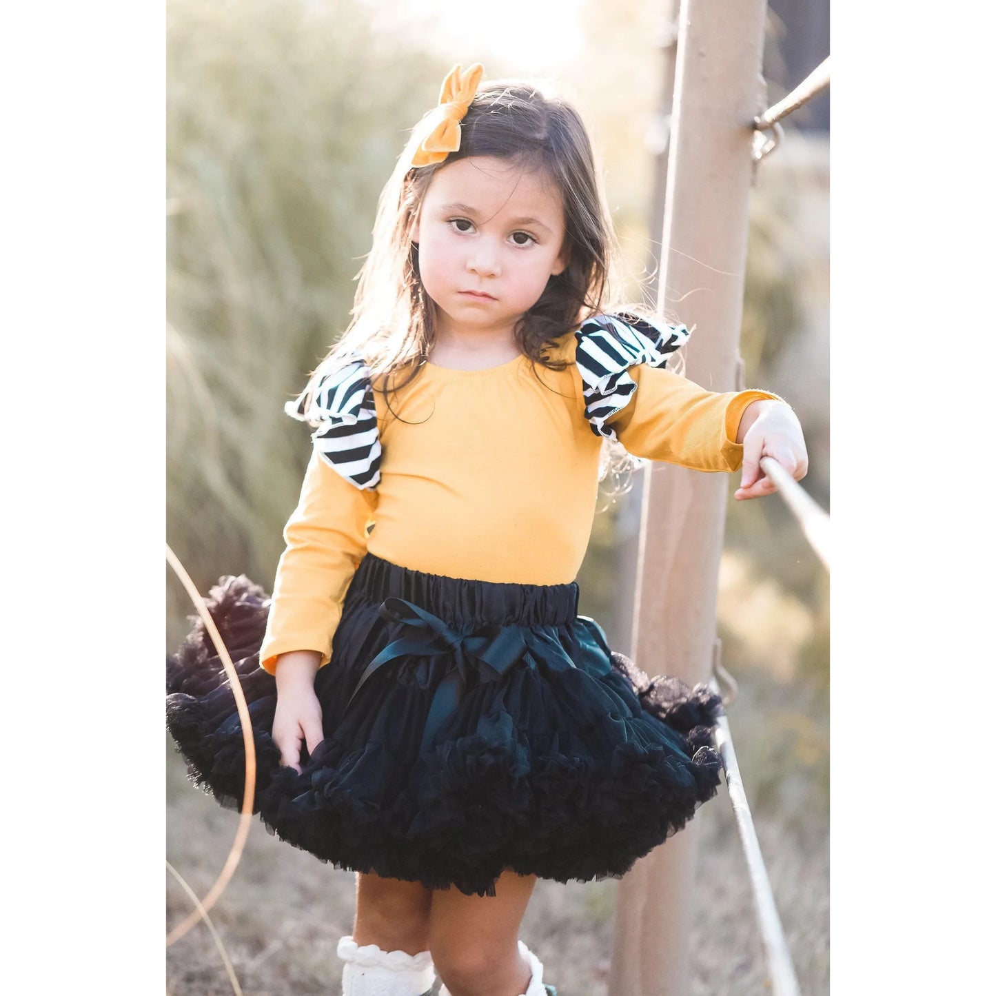 Mustard with Stripe Flutter Leotard