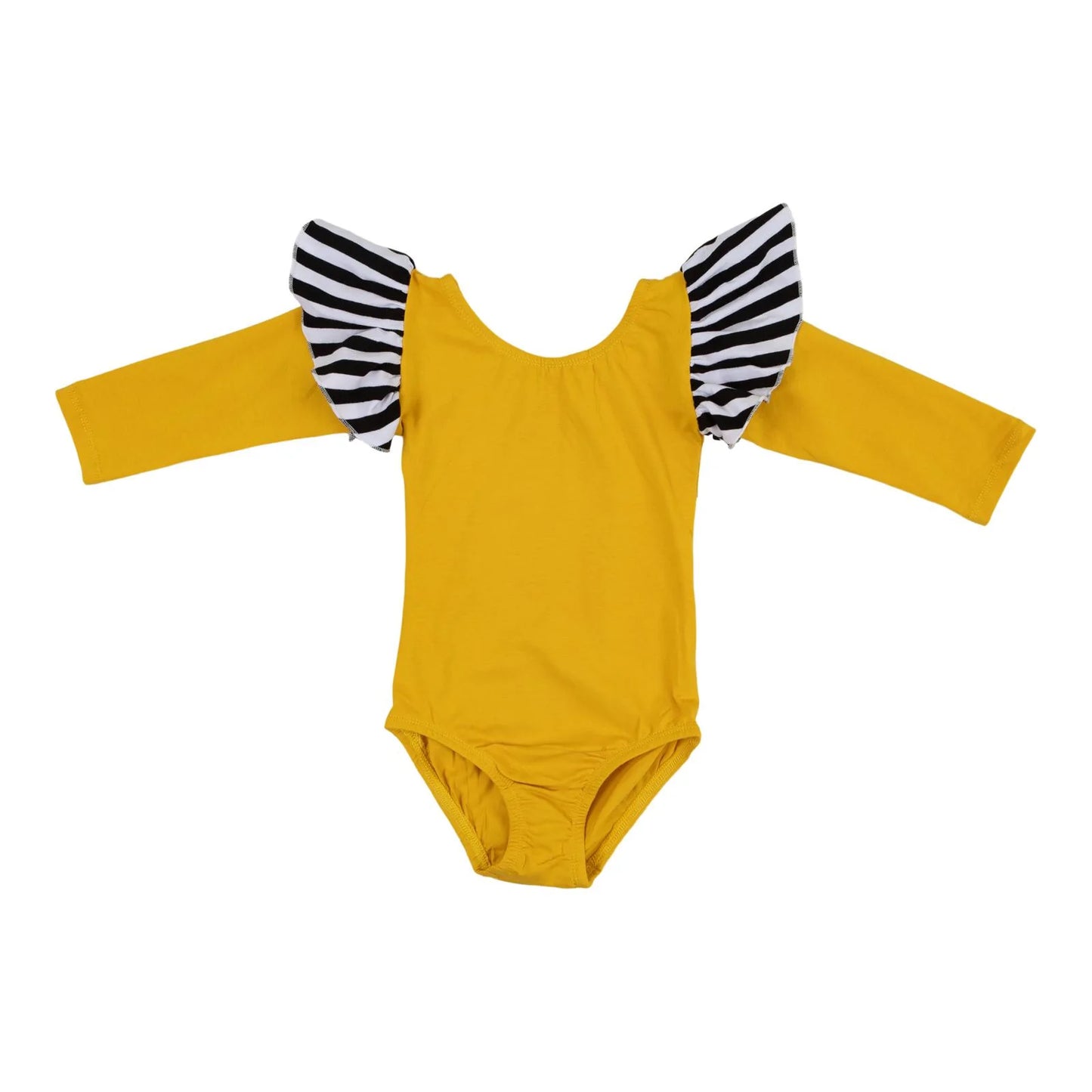 Mustard with Stripe Flutter Leotard