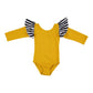 Mustard with Stripe Flutter Leotard