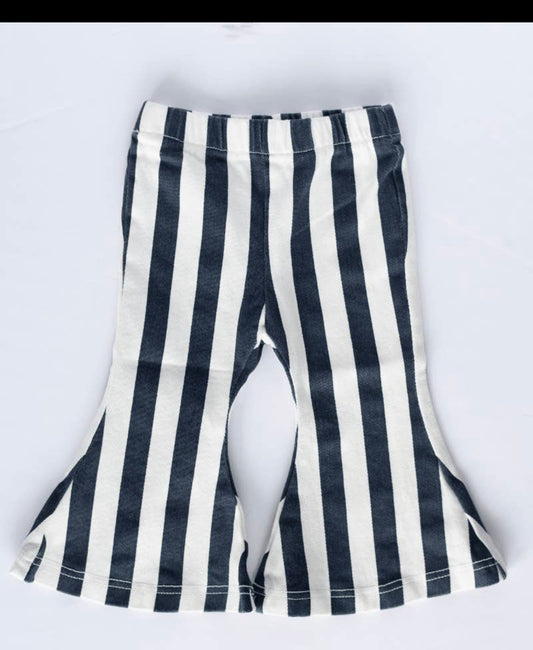 Landry Boho Denim Bell Bottoms - Navy and white