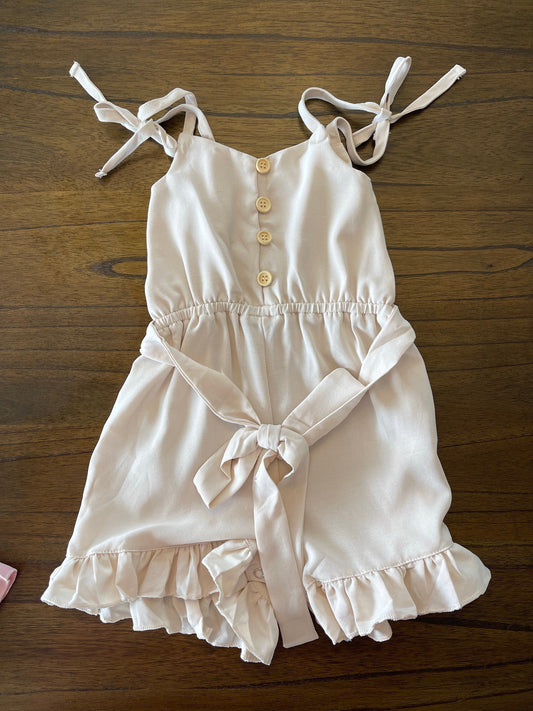 Ashton Tie- Strap Ruffle Romper - Cream