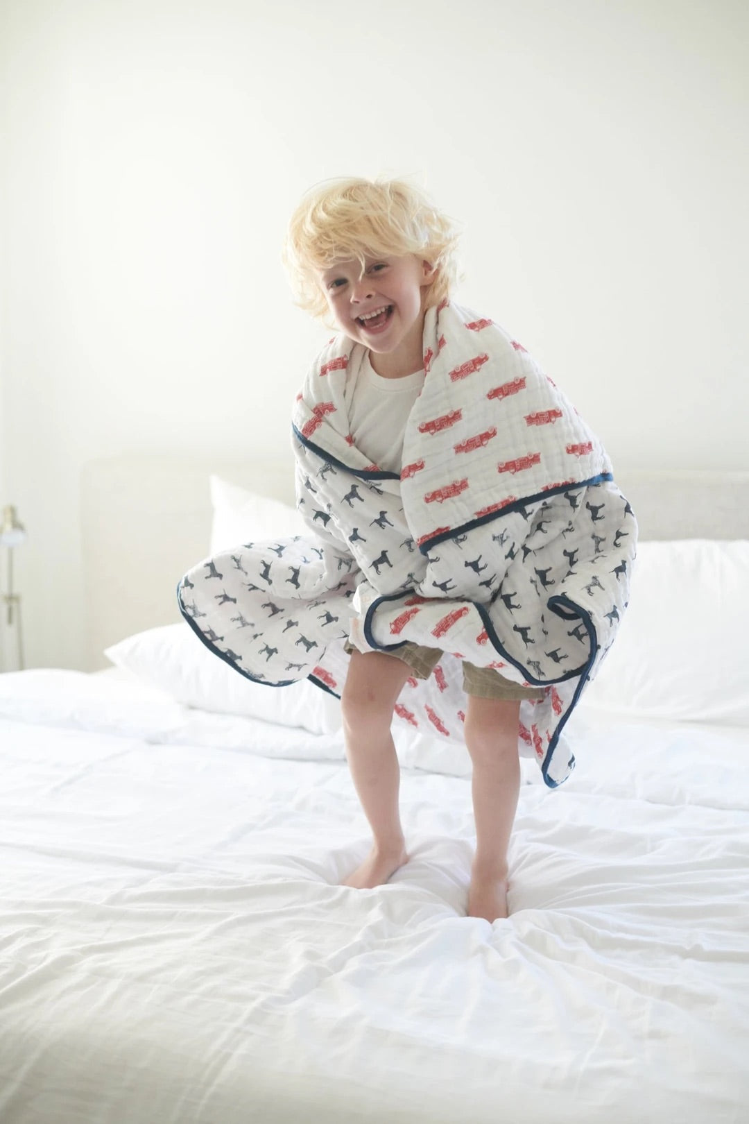 Fire Truck and Dalmatian Bamboo Muslin Newcastle Blanket