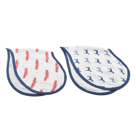 Fire Truck and Dalmatian Cotton Heart Bibs Set of 2