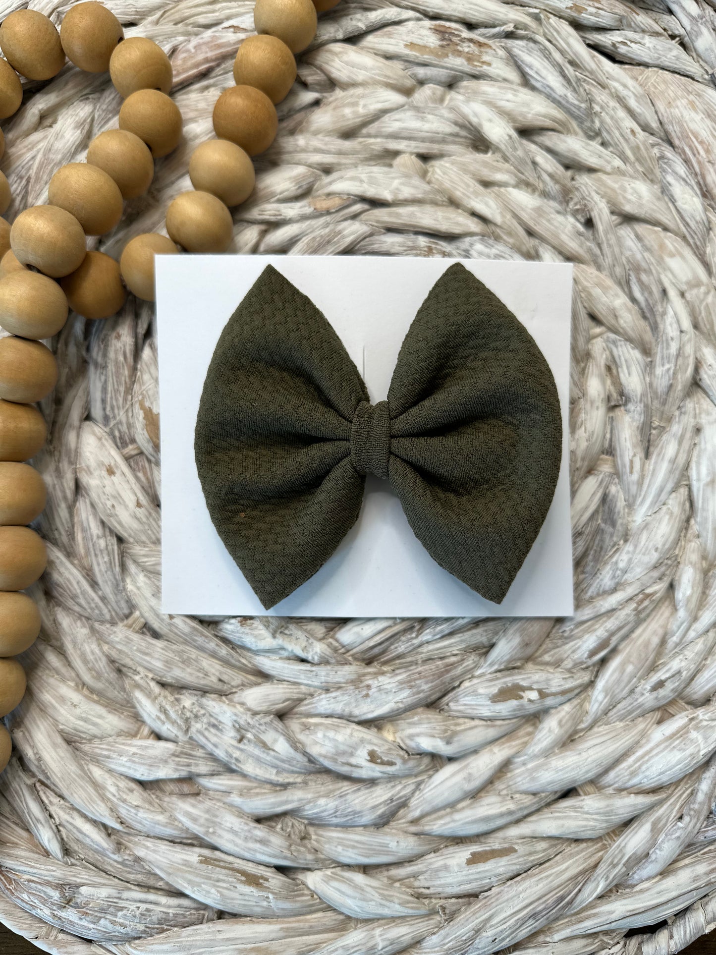 Olive Bow on Clip