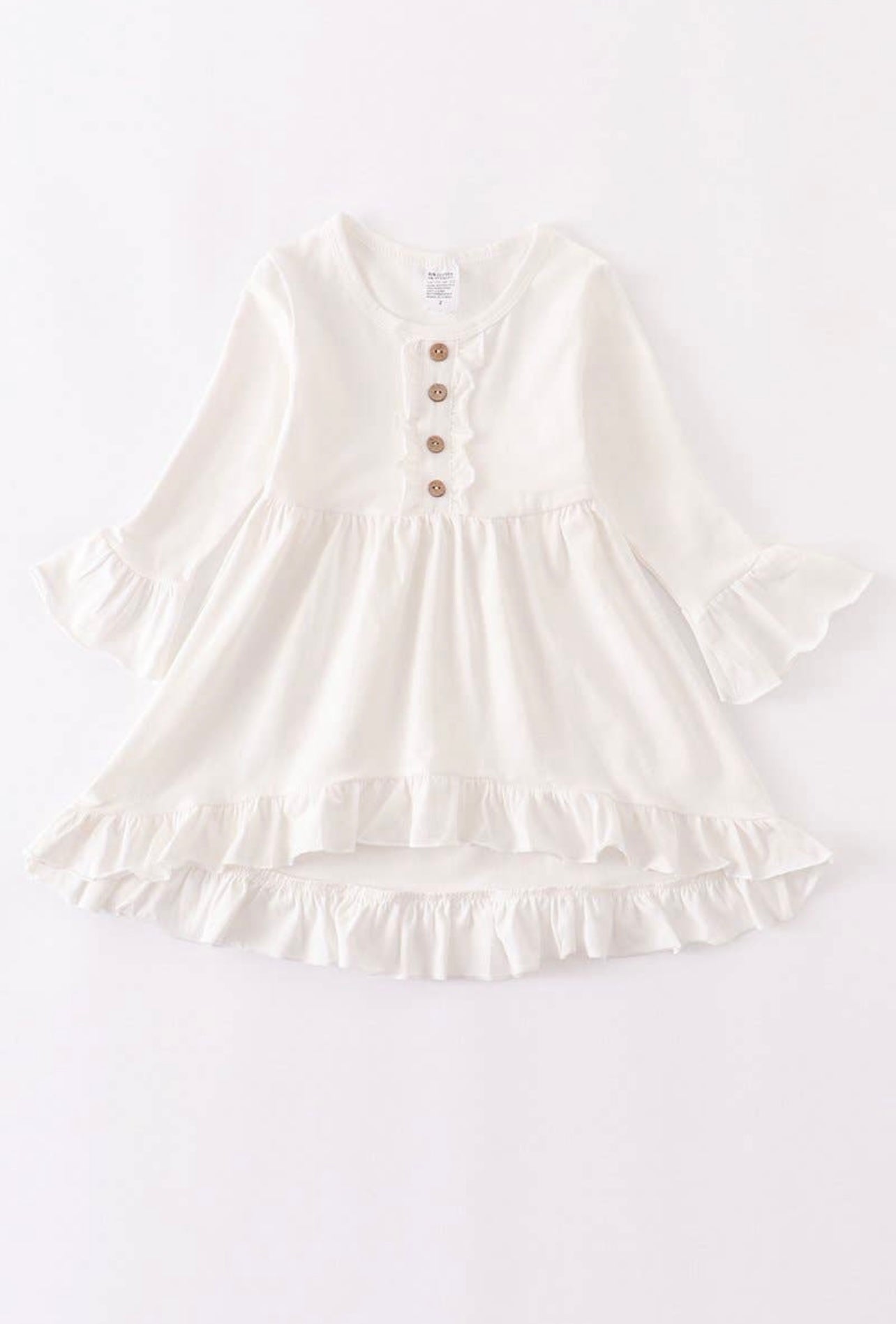 Sweet White Ruffle Button Dress