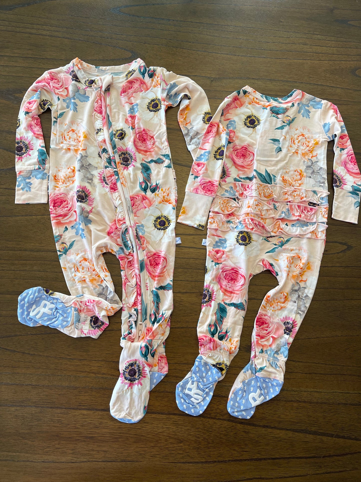 Floral Zip Bamboo Footie