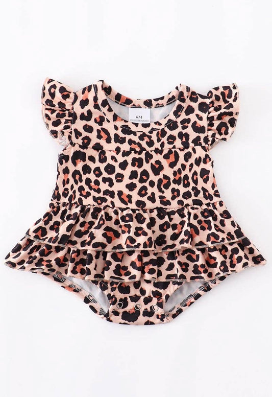 Lenny Leopard ruffle Romper